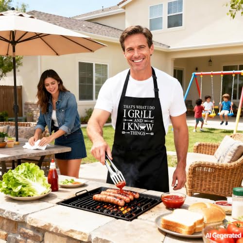 Kaidouma Funny Grilling Aprons for Men - Men's Cooking Chef BBQ Grill Apron - color: That's What I Do I Grill