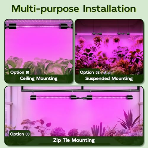 Hlite LED Grow Light 16 inch, Hanging Full Spectrum Linkable 4 Pack - color: Pinkish White, size: 4 x 20W SWITCH