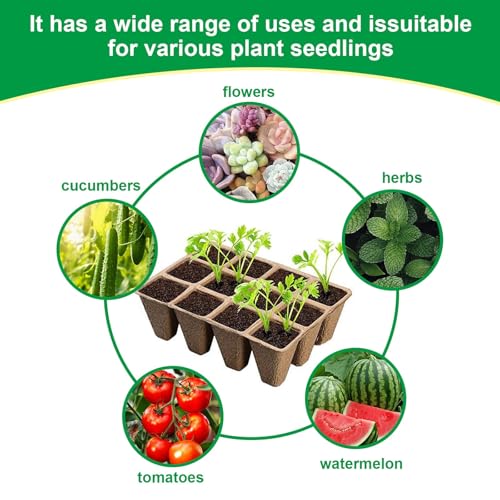 Seedling Starter Trays,Biodegradable Seed Starter Trays for Seedlings,Eco-Friendly Peat Pots(60 Cells - 5 Pack) - size: 5 Pack