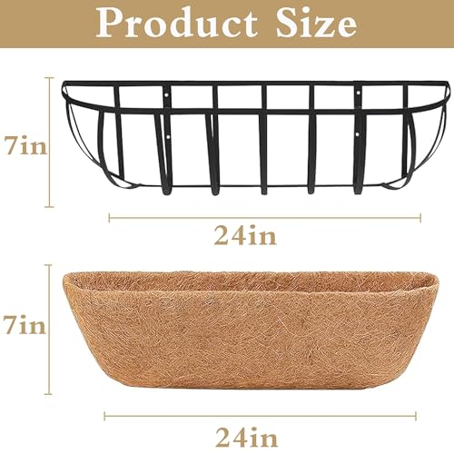 2pack 24-inch Window Sill Window Railing Planters with Cocoa Liner for Outdoor Balconies, Porches, Fences, Patio Railings - size: 24 inch
