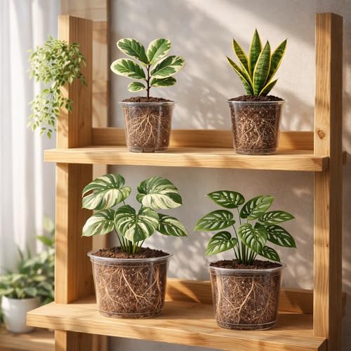 Bluepro Clear Nursery Pots with Drainage Holes, 5/6/8/10 Inch, 16-Pack - size: 5/6/8/10 Inch-16Pcs