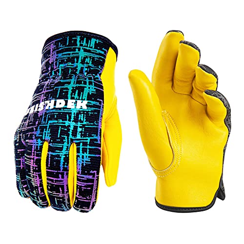 Kids Work Gloves, Sheepskin Leather Palm (Black, L, 6-7 Years Old) - color: Black 1 Pair, size: Large (6-7 Years Old)