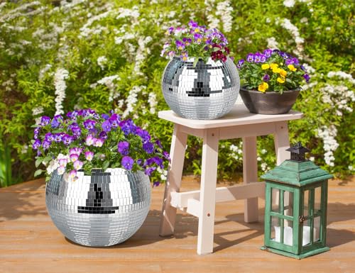 10” Disco Ball Plant Hanger with Hanging Rope, Hook - color: 1×10" Silver