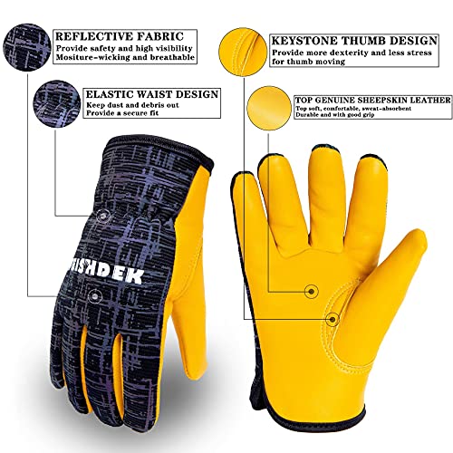 Kids Work Gloves, Sheepskin Leather Palm (Black, L, 6-7 Years Old) - color: Black 1 Pair, size: Large (6-7 Years Old)