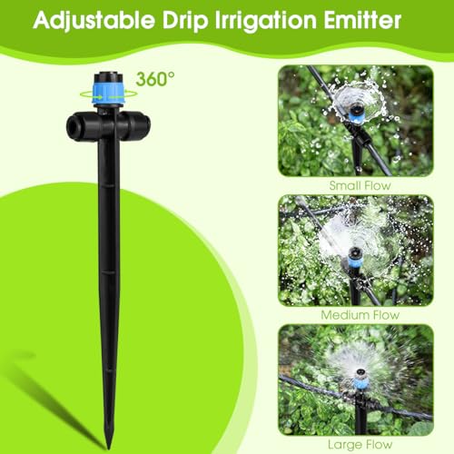 25 Pcs Drip Irrigation Emitters with Stake - Adjustable Vortex Dripper for 1/4" Drip Line Tubing - Garden Watering System Sprinkler Heads - Blue - style: 25 Pcs Blue Double Hole Drip Emitters Vortex