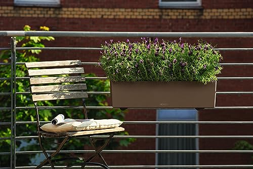 Lechuza BALCONERA Color 80 Nutmeg, Self-Watering Window Box (Railing Planter), H7.5 L31.5 W7.5 in - color: Nutmeg Matte, size: 80 cm, style: 80