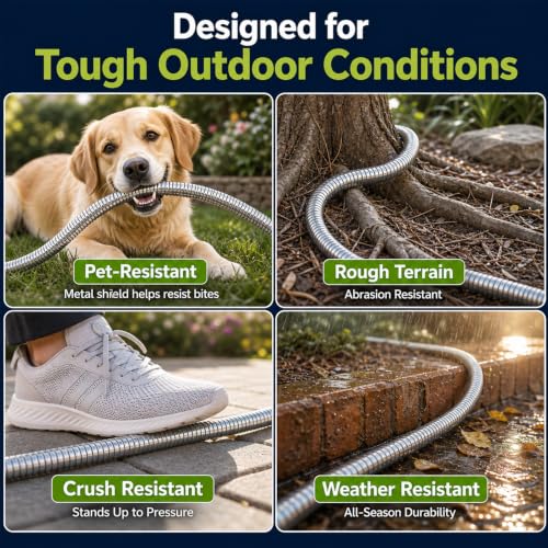 Metal Garden Hose 100 ft – 304 Stainless Steel Water Hose with Nozzle Sprayer, Garden Hoses Flexible, Lightweight, No Kink, Heavy Duty for Outdoor (100 ft) - size: 100 Feet