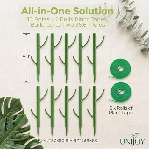 10-Piece Thick Plant Support Stakes: Stackable for Monstera Climbing Vines