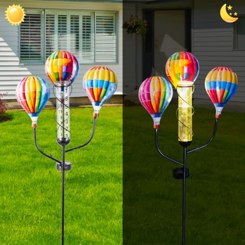 Solar Rain Gauge, Hot Air Balloon Rain Gauge Outdoor
