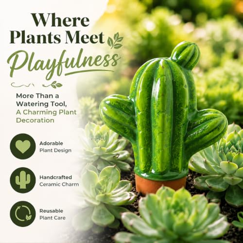 SURE YUESI 4PCS Self Watering Globes, Automatic Terracotta Watering Bulbs - Watering Spikes, Vacation Plant Watering Devices System, Plant Watering Globes for Indoor and Outdoor Plants - Cactus - color: Cactus