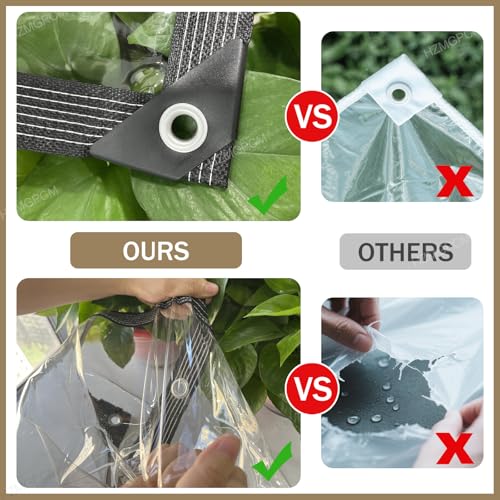 Premium Clear Vinyl Tarp 5x10 ft Tearproof Heavy Duty Clear Tarp with Rustproof Grommets Windproof Design(14 Mil) Reinforced Edges for Patio Outdoor Porch Greenhouse Chicken Coop Garden - size: clear tarp 5x10ft