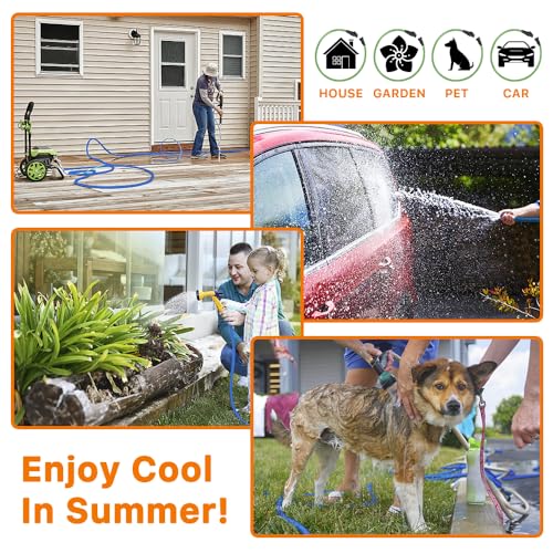 Garden Hose, 75ft Water Hose, Lightweight Outside Lawn Hose, Outdoor Hose for Yard Backyard, Collapsible & Car Wash 3/4" Connectors Manguera de Agua, Yarn Essential Lawn & Garden Watering Equipment