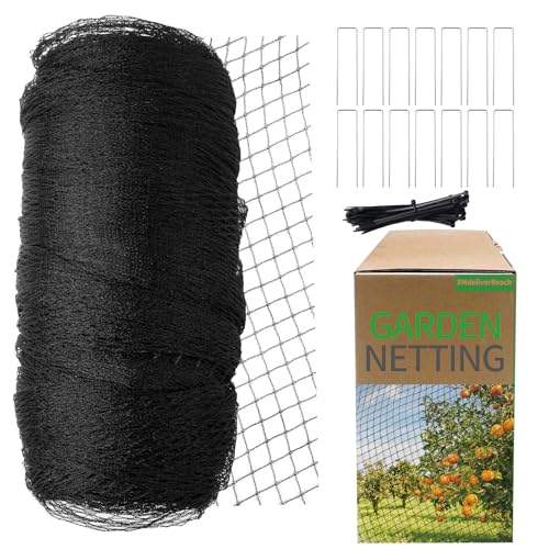 Garden Netting, 15ft x 30ft Black Bird Netting Heavy Duty,Rabbit,Large Bees,Squirrels, Deer,Chicken, Anti Birds, Cardinals,Animal Fencing for Fruit Tree & Vegetable Garden - size: 15ft x 30ft