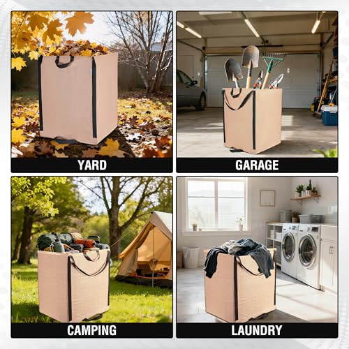 WORKPRO Heavy Duty 72-Gallon Reusable Yard Waste Bags, 3 Pack, Light Tan - color: Light Tan, size: 1 Count (Pack of 3)