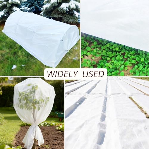 7.8Ft x 50ft Frost Protection Plant Cover – 1.2 oz/yd² Garden Freeze Blanket with Clips & Ground Stakes for Outdoor Winter Plant Protection, Reusable Floating Row Cover for Garden Vegetables - size: 7.8 x 50Ft