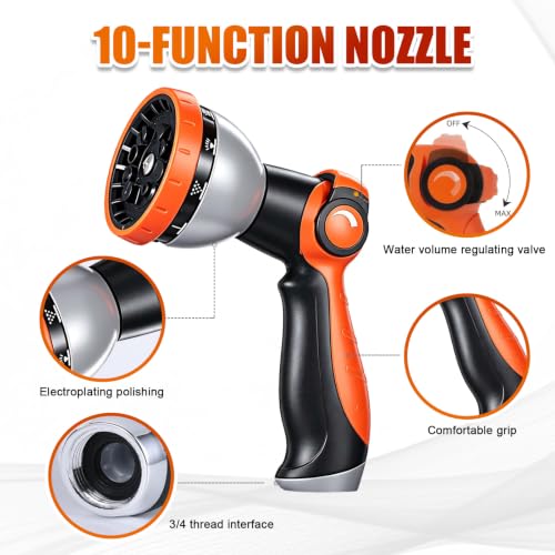 Garden Hose 25FT, Ultra Lightweight with 10-Function Nozzle