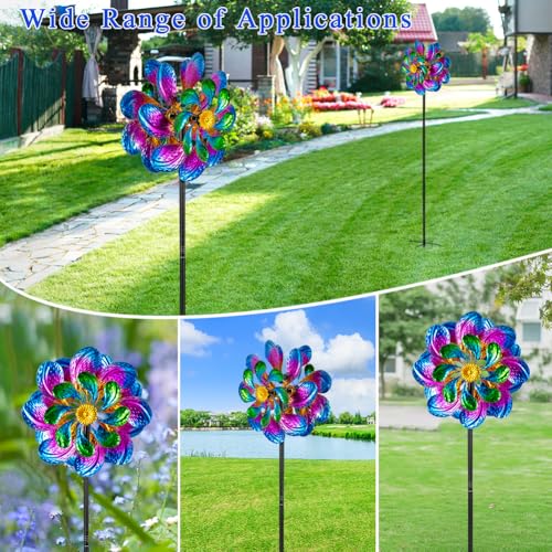 Metal Wind Spinners Outdoor,13''Purple Garden Windmill - size: 13'' Purple