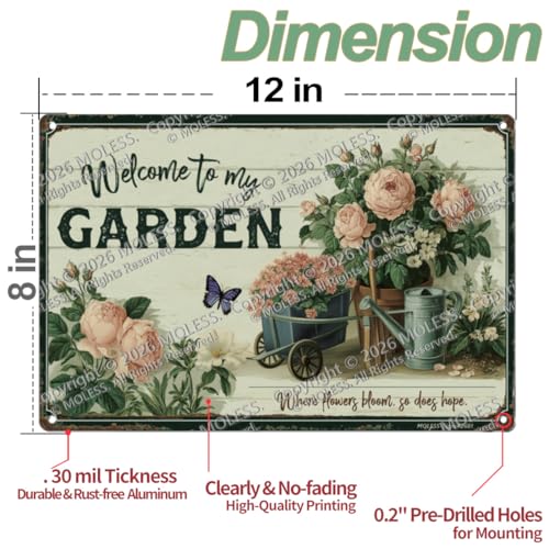 12x8″ Welcome to My Garden Sign, Garden Decor for Outside, 2681 - style: Welcome Garden