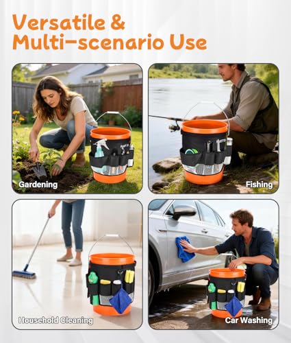 Bucket Tool Organizer, 5 Gallon Garden Bucket Tool Bag with Mesh Pocket