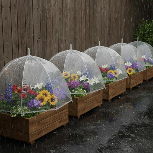 Abbylike 4 Pcs Clear Greenhouse Plant Umbrella Plant Rain Umbrellas,25 Inch - color: Clear, size: 25 Inch