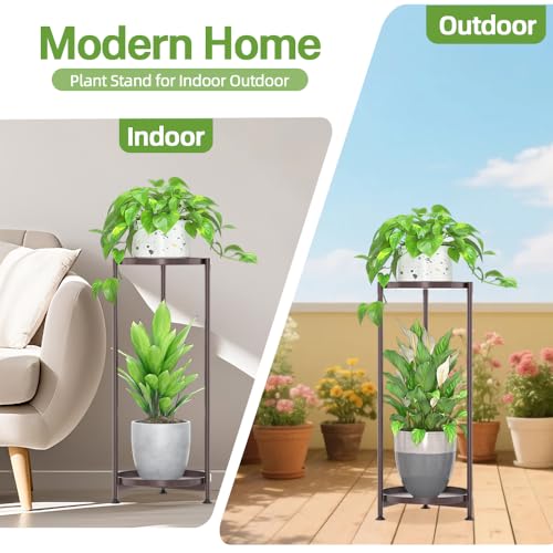 iDavosic.ly 2 Tier Metal Plant Stand Indoor Outdoor, 29 Inch Tall, Bronze - color: Violet Bronze