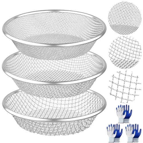 3PCS Soil Sifter for Gardening, Rock Sifter for 5 Gallon Bucket, Compost Dirt Sieve Set with Gloves – Filters Soil, Sawdust, Pebbles, Debris