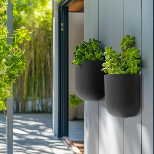 LA Jolie Muse Wall Planters for Indoor Plants, Hanging Flower Pots, 2 Pack - color: Concrete Gray