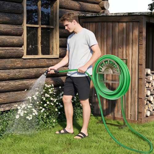 Garden Hose Reel Holder Stand Holds 150ft of 5/8 Hose with 2 Hooks - color: Bronze