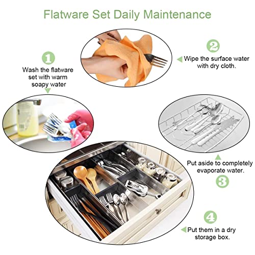 HornTide 16-Piece Flatware Sets Dinner Knife Fork Spoon Teaspoon, 4-Piece Place Setting Service for 4 Person Stainless Steel Mirror Polishing, Ideal for Home, Kitchen and Restaurant - size: 16-Piece Pack