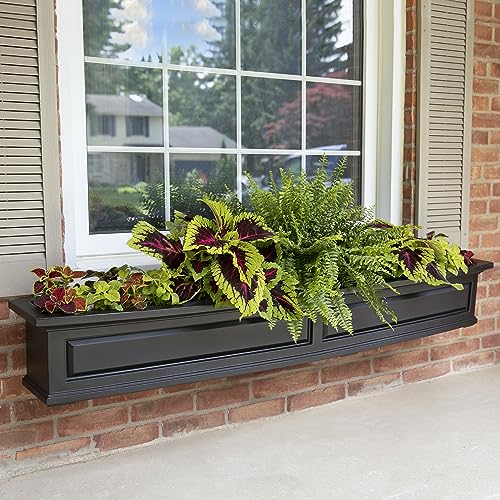 Mayne Inc. Nantucket 6ft Window Box - Black - 72in L x 11.6in W x 10.2in H - with 6.5 Gallon Built-in Water Reservoir (4848-B) - color: Black, size: 72in
