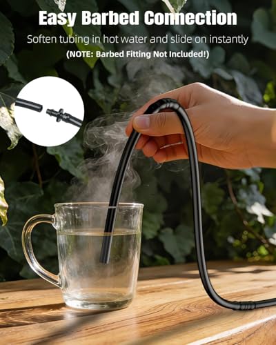 Pawfly 25 ft. 1/4" PE Irrigation Dripline Tubing, Black Polyethylene Distribution Line, Quick-Connect Compatible Drip Hose for Small Garden & Potted Plants - size: 25 FT 1/4" Irrigation Dripline Tubing