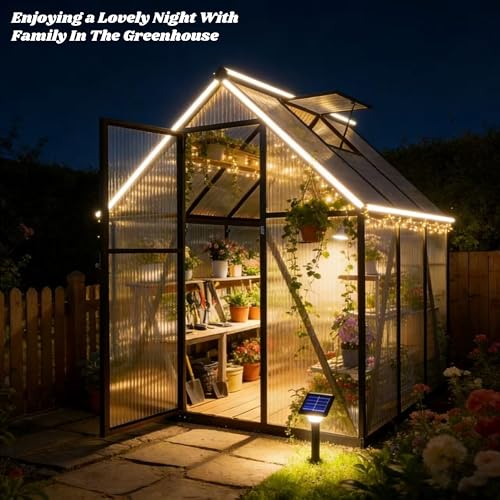 6x6FT Outdoor Polycarbonate Greenhouse with Roof Vent, Dark Gray - color: Dark Gray, size: 6×6FT
