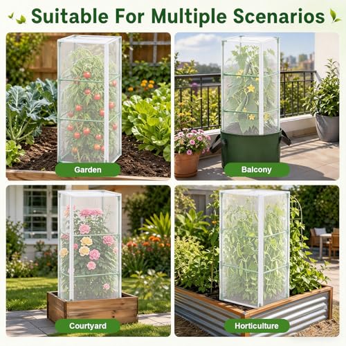 6 Pcs 57"X17.7"X17.7" Square Tomato Netting with Zipper, Insect Cover - size: Square-6PCS