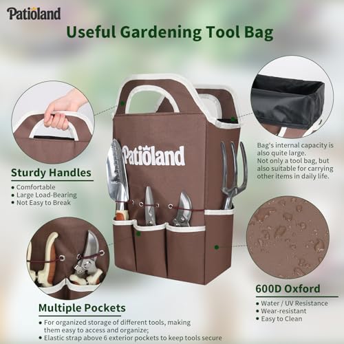 Brown Garden Tools Set 10-Piece, Gardening Gifts for Women Men - color: brown-10pcs