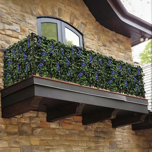 Expandable Privacy Fence Screen for Balcony Patio Outdoor Porch - color: BEGONIA-BLUE