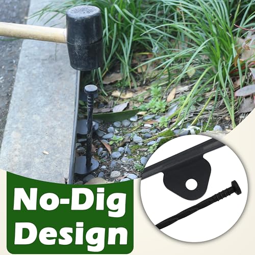 Gardzen 20-Foot x 3-Inch Landscape Edging Garden Border with 24 Spikes - color: Black, size: 3IN-20FT