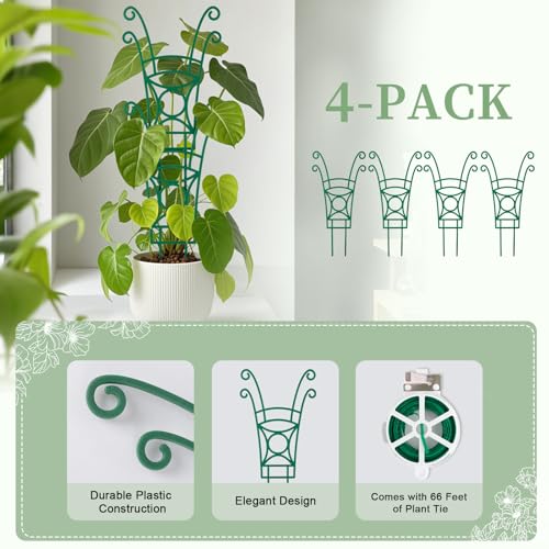 4 Pack Stackable Plant Trellis for Climbing Plants, Indoor/Outdoor Garden Trellis, Plant Support for Vine Ivy Hoya & Houseplants Flower - size: 4 Pack