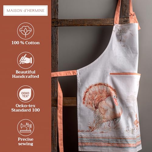 Maison d' Hermine Aprons for women with Pocket 100% Cotton (27.50"x31.50") - color: 147 - Giving Thanks