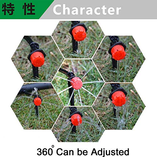 100Pcs1/4Inch Adjustable Irrigation Drippers Sprinklers Watering Sprinklers Anti-Clogging Emitter Dripper Red Garden Supplies