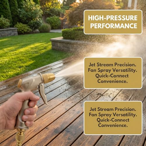 Garden hose nozzle spray, heavy metal high-pressure water gun, rotating can obtain different types of spray, watering plants and lawn, car washing, yard and pets (Short nozzle quick connection) - style: Short nozzle quick connection