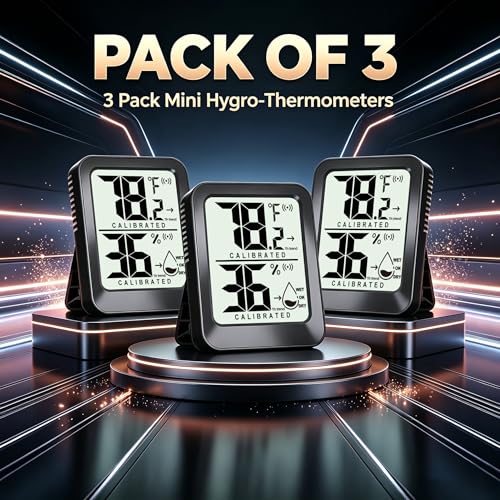 AyayaBoss 3 Pack Room Thermometer Indoor Hygrometer - color: black