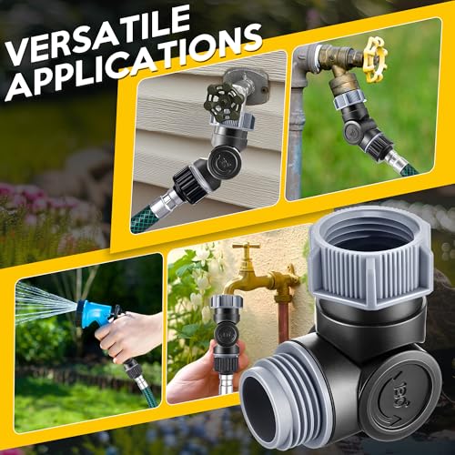 2 Pack Garden Hose Swivel Adapter, 3/4" GHT Elbow Connector, Gray - color: Gray