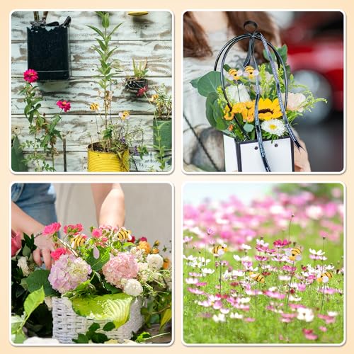 NQEUEPN 20pcs Bee Garden Stakes Decor, Resin Bee Yard Stakes Vivid Garden