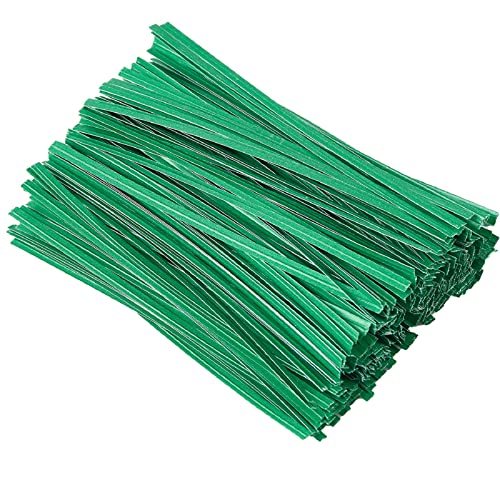 500 Pcs 5" Green Paper Twist Ties, Bread Ties Twisty-Ties for Party Cello Candy Bread Coffee Bags Cake Pops - color: Green
