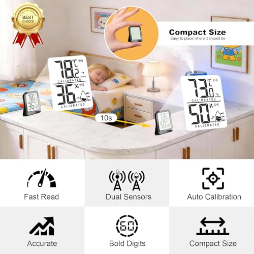 AyayaBoss 4 Pack Room Thermometer Indoor Hygrometer