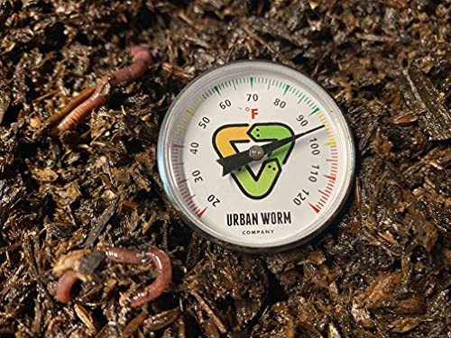 Urban Worm Soil Thermometer - 5-in Stainless Steel Stem - Perfect for Gardening & Worm Bin