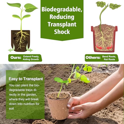 Peat Pots, 60 Pack Plant Starter Round Nursery Pot with Drainage Holes, Garden Germination Seedling Pots with 30 Plant Labels (3.15 Inch) - size: 3.15 Inch