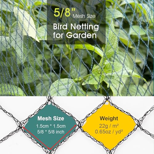RIFNY Bird Netting for Garden Protection, Anti Bird Mesh Garden Netting - size: 7.5 x 65 FT - 5/8 inch Mesh