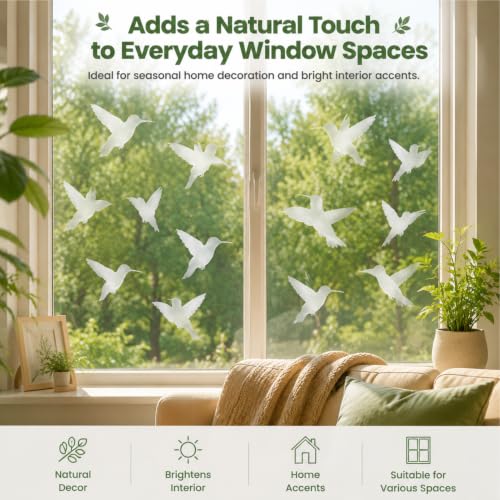 UV Reflective Window Bird Stickers, 12 Pcs Hummingbird Anti Collision Decals on 2 Sheets for Glass Doors and Windows - color: Reflective-12 Pcs