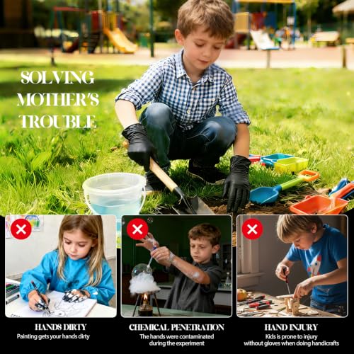 Kids Disposable Gloves, 5-Mil Safe Black Nitrile, XS, 100Ct - color: Black of 100pcs, size: X-Small